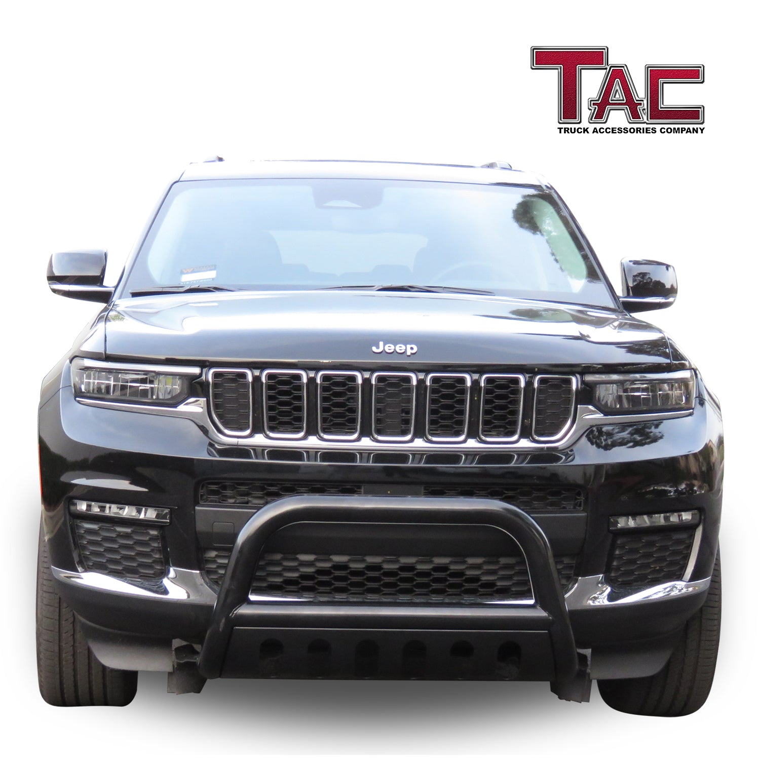 TAC Bull Bar Compatible with 2021-2025 Jeep Grand Cherokee L / 2022-2025 Grand Cherokee / 2022-2024 Grand Cherokee 4xe SUV 3" Black Front Bumper Grille Guard Brush Guard Rock Armor Front Protection Accessories - 0
