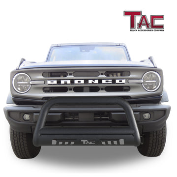 TAC Bull Bar Compatible with 2021-2026 Ford Bronco SUV 3" Black Front Bumper Grille Guard Brush Guard Off Road Accessories - 0