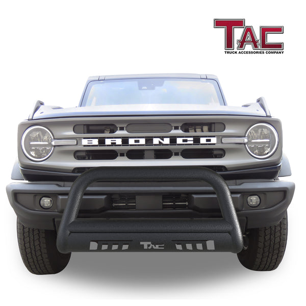 TAC Bull Bar Compatible with 2021-2023 Ford Bronco SUV 3” Black Front Bumper Grille Guard Brush Guard Off Road Accessories