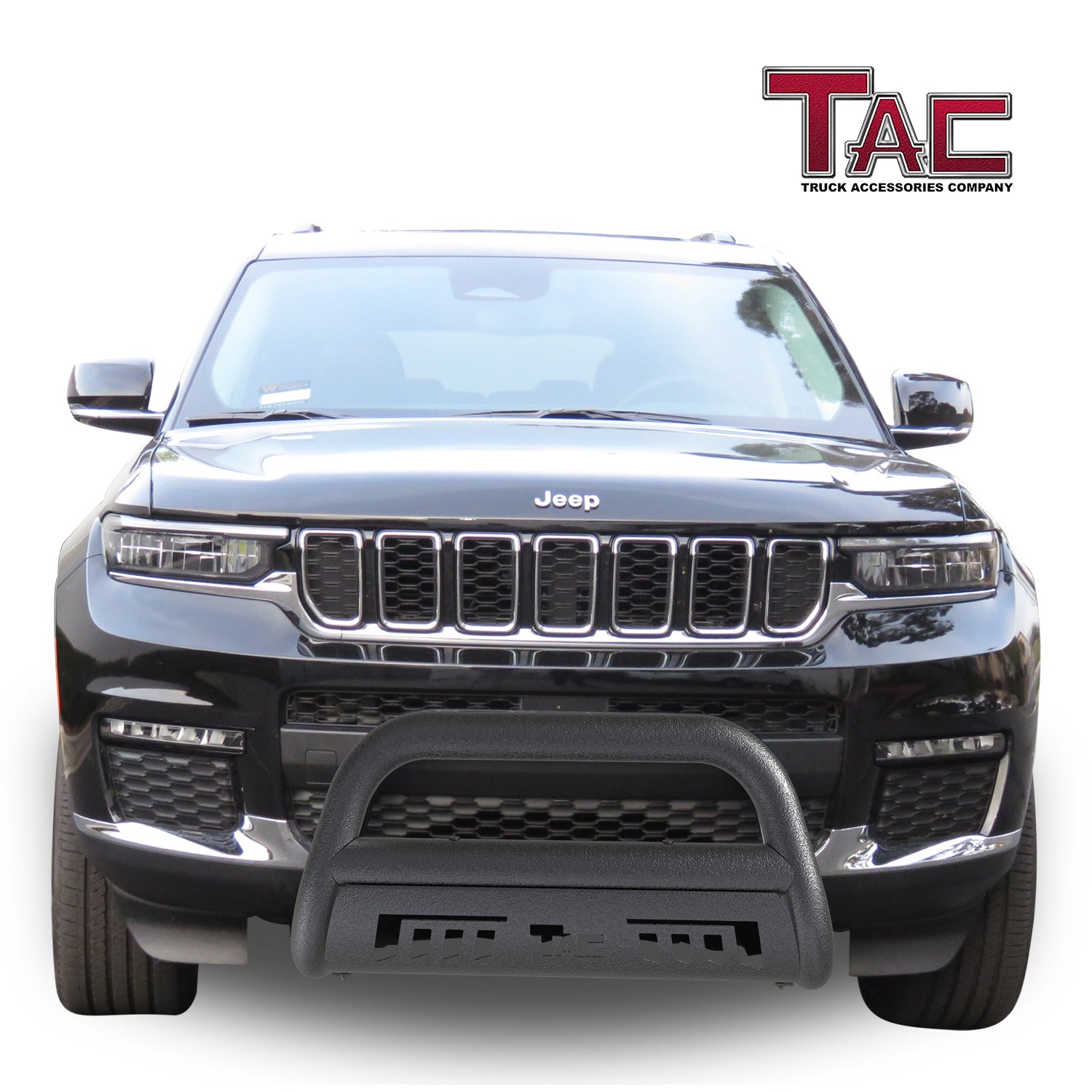 TAC Bull Bar Compatible with 2021-2025 Jeep Grand Cherokee L / 2022-2025 Grand Cherokee / 2022-2024 Grand Cherokee 4xe SUV 3" Black Front Bumper Grille Guard Brush Guard Off Road Accessories - 0