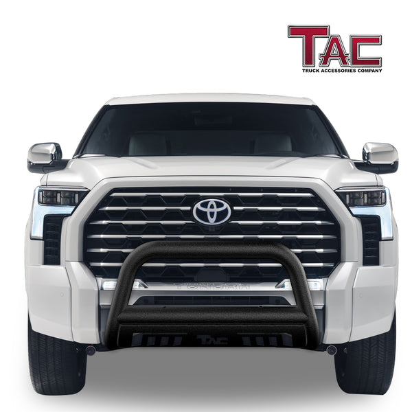 TAC Bull Bar Compatible with 2022-2023 Toyota Tundra Pickup Truck 3” Black Front Bumper Grille Guard Brush Guard Off Road Accessories