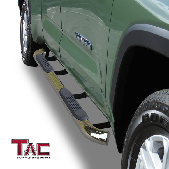 TAC 3" Stainless Steel Side Steps Compatible with 2022-2025 Toyota Tundra Double Cab| Running Boards| Side Bars| Step Rails| Nerf Bars| Rocker Slider| Pickup Truck Accessories (2 PCS)