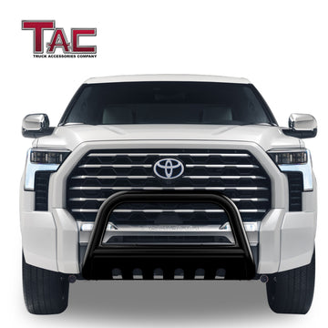 TAC Bull Bar Compatible With 2022-2026 Toyota Tundra Pickup Truck 3 inch Black Front Bumper Grille Guard Brush Guard (With Skid Plate) - 0