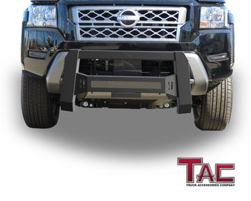 TAC Predator Modular Bull Bar for 2022-2026 Nissan Frontier Pickup Truck Front Mesh Version Brush Bumper Grille Guard Fine Textured Black Suitable for 20" LED Off-Road Lights - 0
