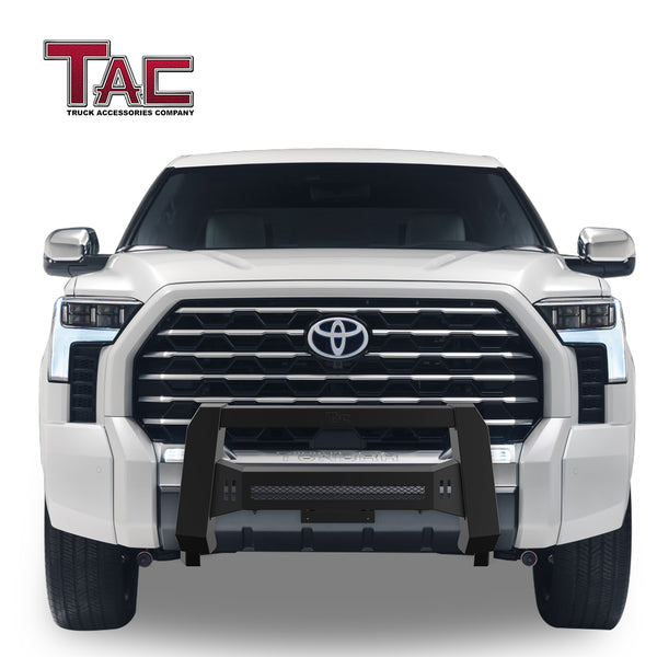 TAC Modular Bull Bar Compatible With 2022-2024 Toyota Tundra Pickup Truck Front Brush Bumper Grille Guard Fine Textured Black (Predator Mesh Version)