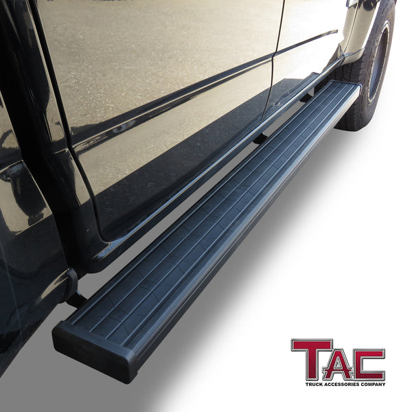 TAC Spear Running Boards Compatible with 2015-2024 Chevy Colorado Canyon Crew Cab 6" Side Step Rail Nerf Bar Truck Accessories Aluminum Texture Black Width Body and Soft top Lightweight 2Pcs