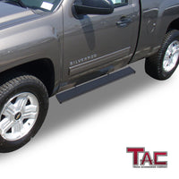 TAC Spear Running Boards Compatible with 2007-2018 Chevy Silverado/GMC Sierra 1500 | 2007-2019 2500/3500 Regular Cab 6" Side Step Rail Nerf Bar Truck Accessories Aluminum Texture Black Lightweight 2pcs