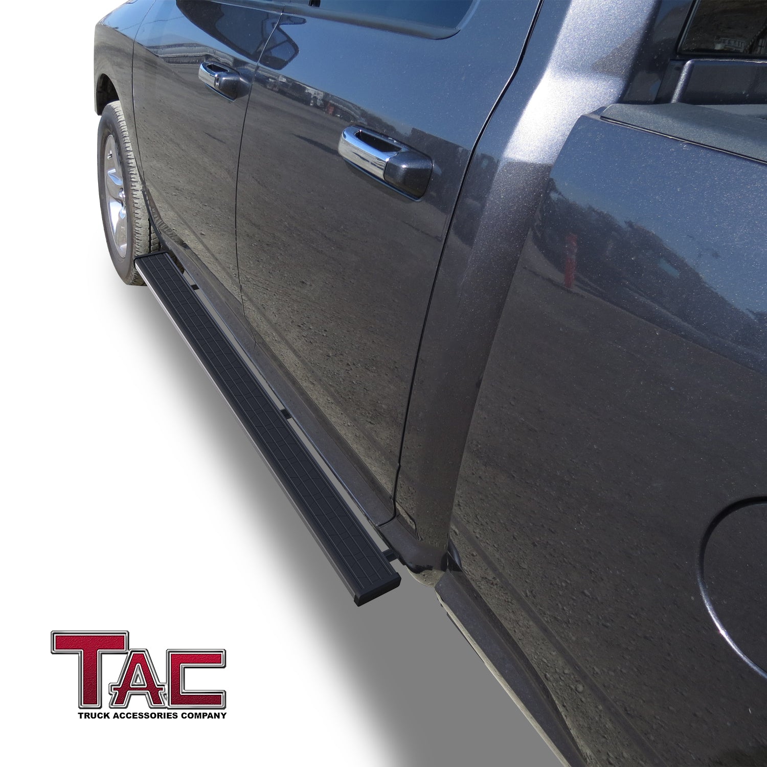 TAC Spear Running Boards Compatible with 2009-2018 Dodge Ram 1500 Quad Cab (Incl. 2019-2024 Ram 1500 Classic) 6" Side Step Rail Nerf Bar Truck Accessories Aluminum Texture Black Width Body and Soft top - 0