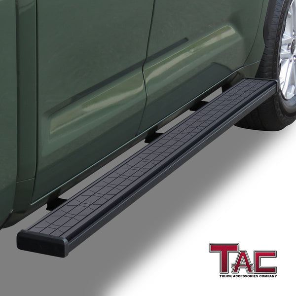 TAC Spear Running Boards Compatible with 2022-2023 Toyota Tundra Double Cab 6" Side Step Rail Nerf Bar Truck Accessories Aluminum Texture Black Width Body and Soft top Lightweight 2Pcs