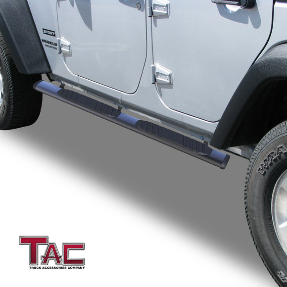TAC Arrow Side Steps Running Boards Compatible with 2007-2018 Jeep Wrangler JK 4 Door SUV 5" Aluminum Texture Black Step Rails Nerf Bars Lightweight Off Road Accessories 2Pcs