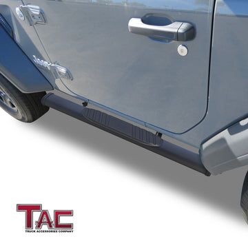 TAC Arrow Side Steps Running Boards Compatible with 2018-2026 Jeep Wrangler JL 2 Door SUV 5" Aluminum Texture Black Step Rails Nerf Bars Lightweight Off-Road Accessories 2pcs - 0