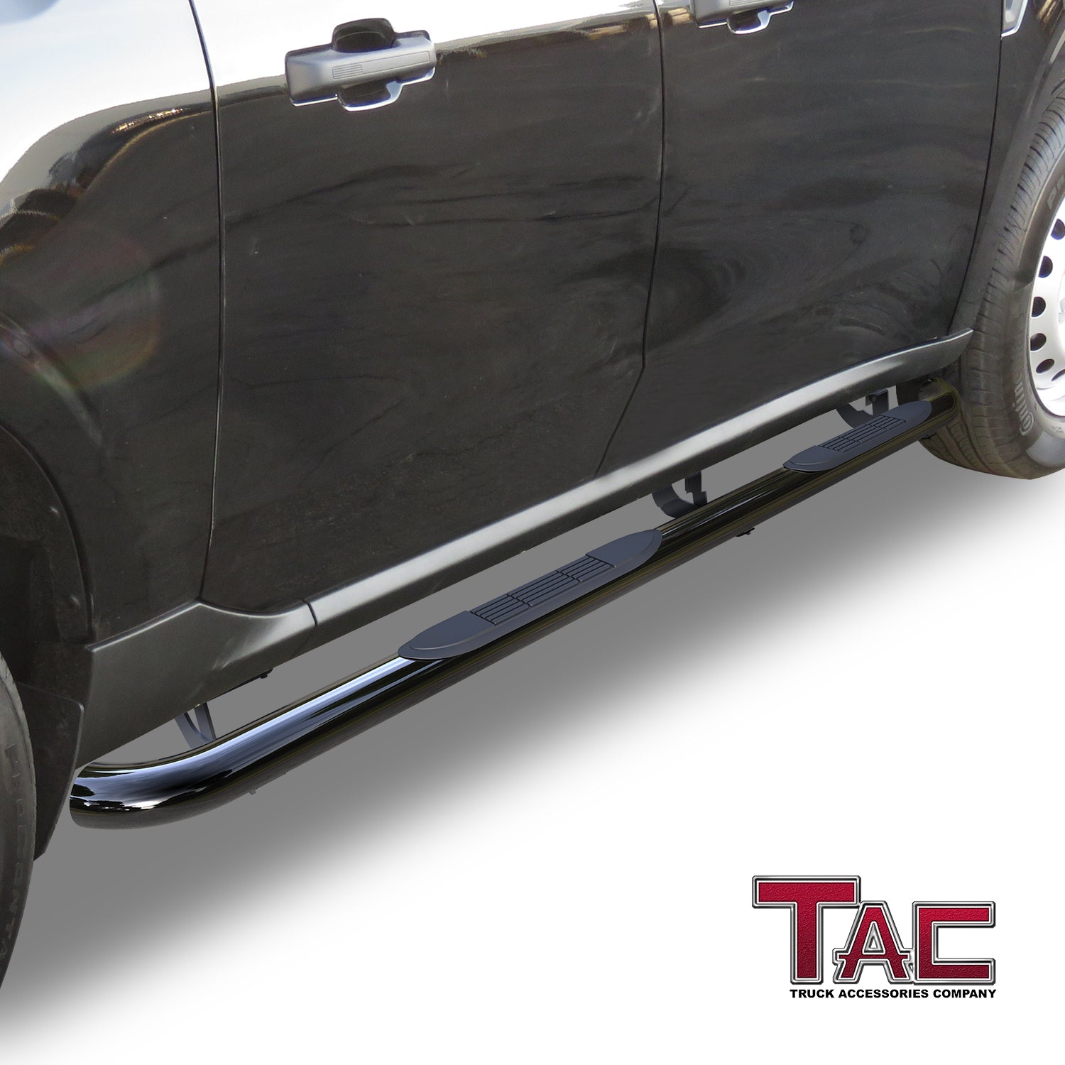 TAC 3" Gloss Black Side Steps Compatible with 2022-2025 Ford Maverick / Maverick Hybrid| Running Boards| Side Bars| Step Rails| Nerf Bars| Rocker Slider| Pickup Truck Accessories (2 PCS) - 0