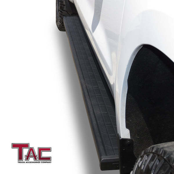 TAC Spear Running Boards Compatible with 2019-2023 Chevy Silverado/GMC Sierra 1500 Crew Cab|2020-2024 2500/3500 Crew Cab 6" Side Step Rail Nerf Bar Truck Accessories Aluminum Texture Black Lightweight