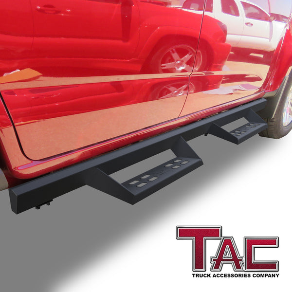 TAC Sniper Running Boards Compatible with 2015-2024 Chevy Colorado/GMC Canyon Crew Cab Truck Pickup 4" Drop Fine Texture Black Side Steps Nerf Bars Rock Slider Armor Off-Road Accessories (2pcs)