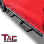 TAC Sniper Running Boards Compatible with 2019-2023 Chevy Silverado/GMC Sierra 1500 | 2020-2024 2500/3500 Crew Cab Truck Pickup 4" Drop Fine Texture Black Side Steps Nerf Bars Accessories (2pcs)