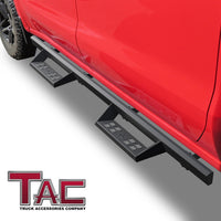 TAC Sniper Running Boards Compatible with 2019-2024 Chevy Silverado/GMC Sierra 1500 | 2020-2024 2500/3500 Crew Cab Truck Pickup 4" Drop Fine Texture Black Side Steps Nerf Bars Accessories (2pcs)