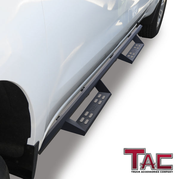 TAC Sniper Running Boards Fit 2019-2024 Chevy Silverado/GMC Sierra 1500 | 2020-2024 2500/3500 Double Cab (Excl. 2019 Silverado 1500 LD/Sierra 1500 Limited) Truck Pickup 4" Black Side Steps Nerf Bars 2pcs