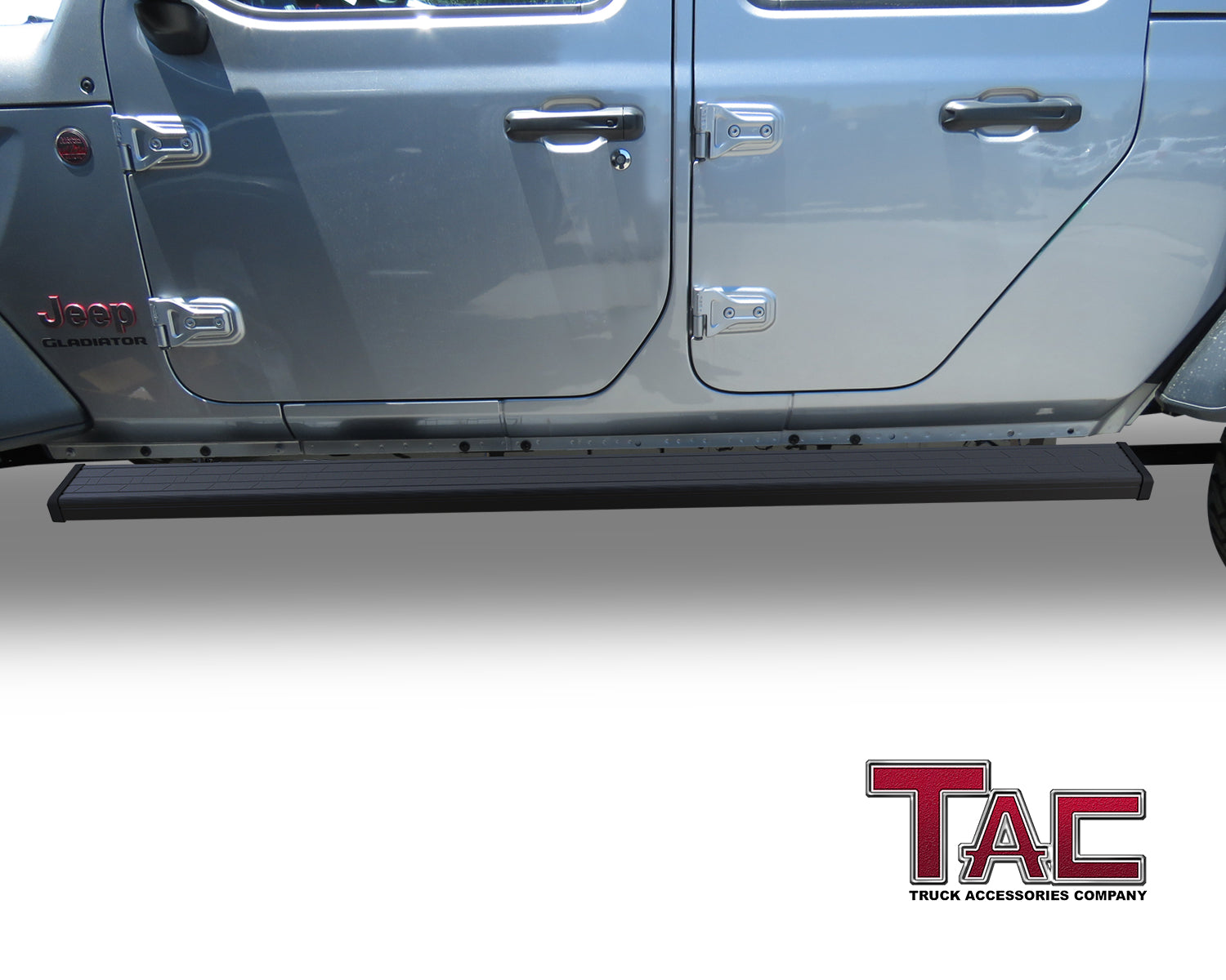 TAC Spear Running Boards Compatible with 2020-2025 Jeep Gladiator JT Pickup 6" Side Step Rail Nerf Bar Truck Accessories Aluminum Texture Black Width Body and Soft top Lightweight 2Pcs - 0