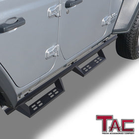 TAC Sniper Running Boards Fit 2018-2025 Jeep Wrangler JL 4 Door | 2021-2025 Wrangler JL 4xe Truck Pickup 4" Fine Texture Black Side Steps Nerf Bars 2pcs - 0