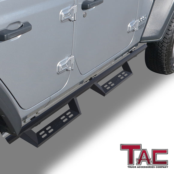 TAC Sniper Running Boards Fit 2018-2025 Jeep Wrangler JL 4 Door | 2021-2025 Wrangler JL 4xe Truck Pickup 4" Fine Texture Black Side Steps Nerf Bars 2pcs