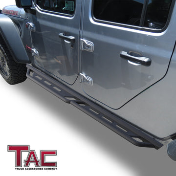 TAC Rocker Running Boards Compatible With 2020-2026 Jeep Gladiator JT| Side Steps| Nerf Bars| Step Bars| Step Rails| Rock Sliders| Carbon Steel| Pickup Truck Accessories| Fine Texture Black (2 PCS) - 0