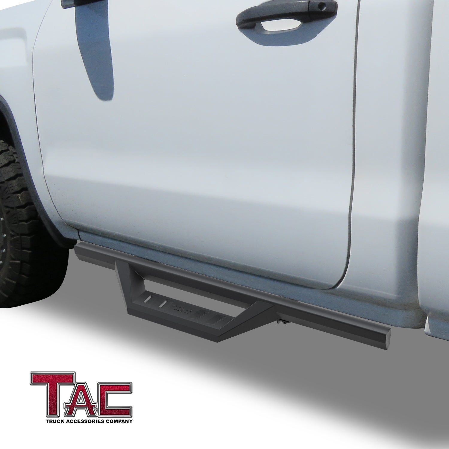 TAC Sidewinder Running Boards Fit 2007-2018 Chevy Silverado/GMC Sierra 1500 | 2007-2019 2500/3500 Regular Cab Pickup Truck 4" Drop Side Steps Nerf Bars Rock Slider Fine Texture - 0