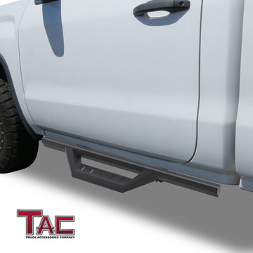 TAC Sidewinder Running Boards Fit 2007-2018 Chevy Silverado/GMC Sierra 1500 | 2007-2019 2500/3500 Regular Cab Pickup Truck 4" Drop Side Steps Nerf Bars Rock Slider Fine Texture - 0