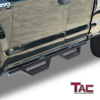 TAC Sidewinder Running Boards Fit 2015-2024 Ford F150 Super Cab Truck  / 2017-2024 F250/350/450/550 Super Duty Super Cab 4” Drop Fine Texture Black Side Steps Nerf Bars Rock Slider Armor Off-Road Accessories (2pcs)