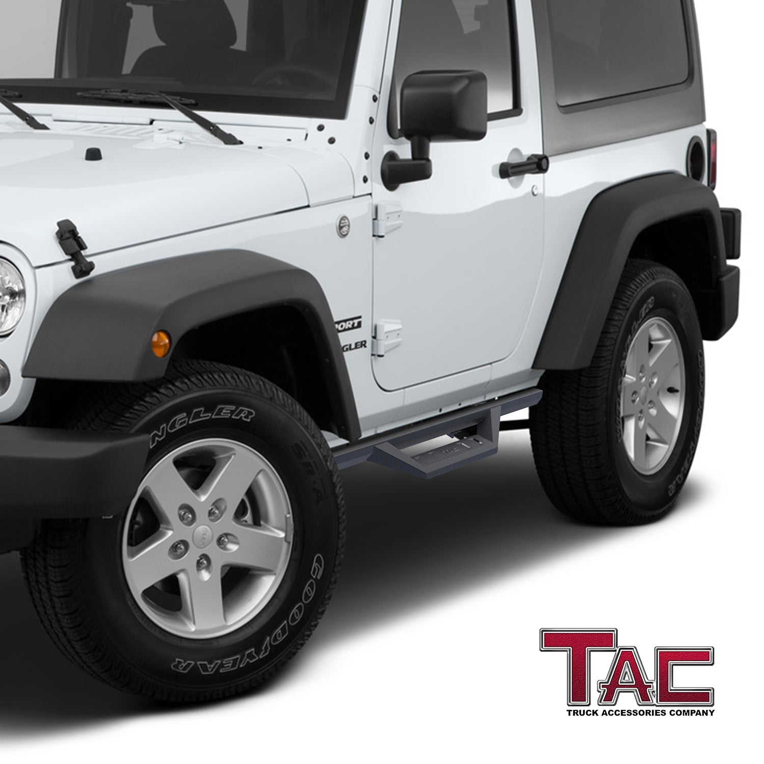 TAC Sidewinder Running Boards Fit 2007-2018 Jeep Wrangler JK 2 Door 4" Drop Side Steps Nerf Bars Rock Slider SUV Fine Texture Black Off-Road Accessories (2pcs) - 0