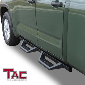 TAC Sidewinder Running Boards Compatible with 2022-2025 Toyota Tundra Double Cab Truck Pickup 4" Drop Fine Texture Black Side Steps Nerf Bars Rock Slider Armor Accessories (2pcs) - 0