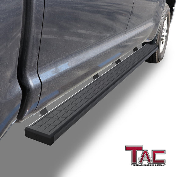 TAC Spear Running Boards Compatible with 2007-2021 Toyota Tundra CrewMax 6" Side Step Rail Nerf Bar Truck Accessories Aluminum Texture Black Width Body and Soft top Lightweight 2Pcs