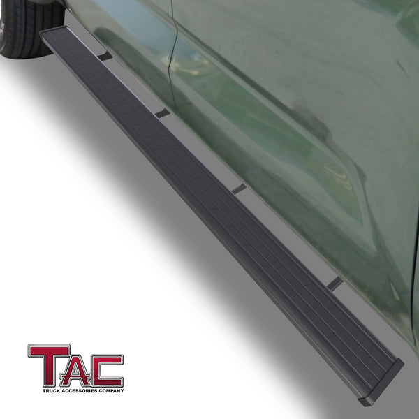 TAC Spear Running Boards Compatible with 2022-2024 Toyota Tundra CrewMax 6" Side Step Rail Nerf Bar Truck Accessories Aluminum Texture Black Width Body and Soft top Lightweight 2Pcs