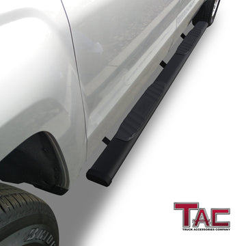 TAC Arrow Side Steps Running Boards Compatible with 2007-2018 Chevy Silverado/GMC Sierra 1500 Crew Cab| 2007-2019 2500/3500 Heavy Duty Crew Cab Truck 5"ì Aluminum Texture Black Step Rails Nerf Bars - 0