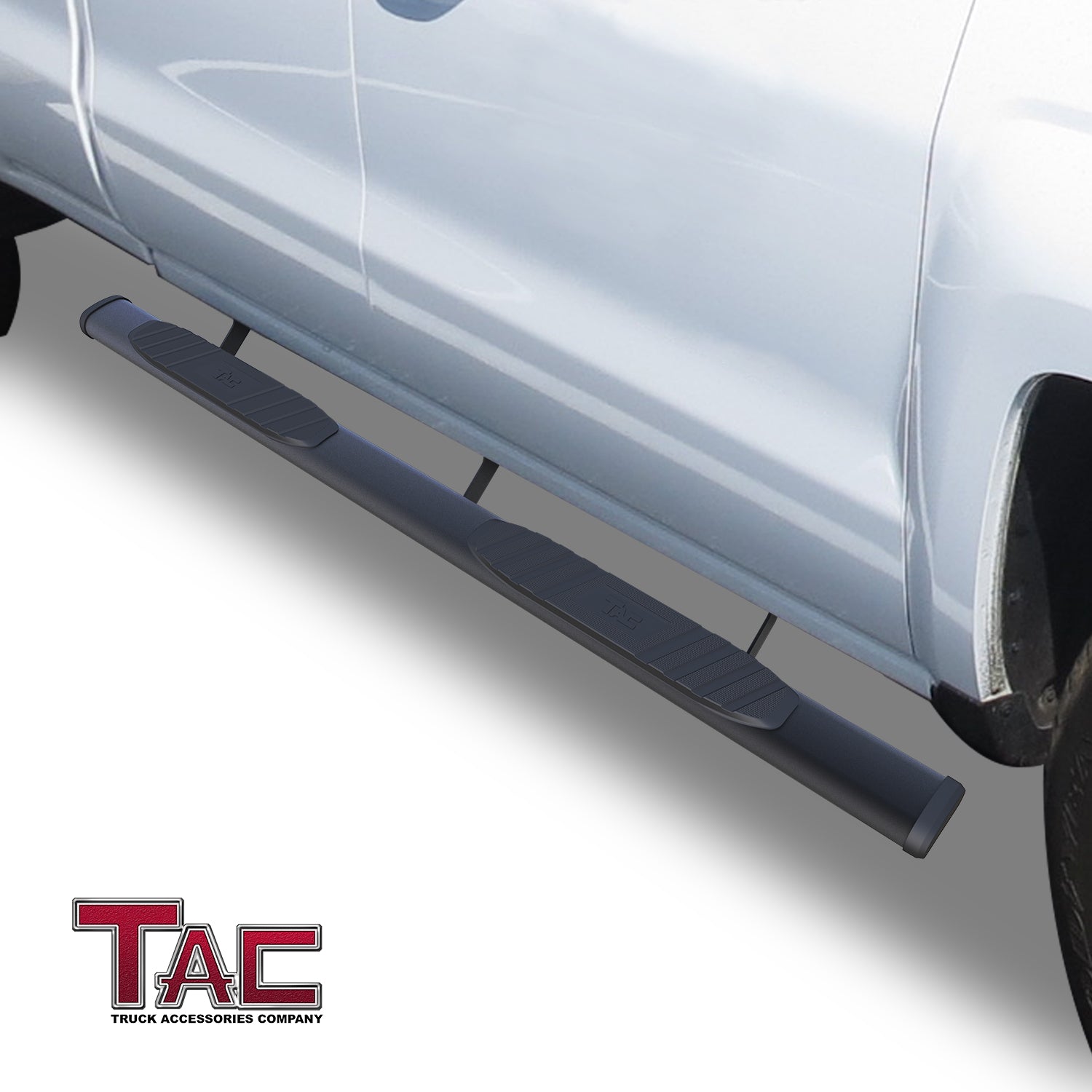 TAC Arrow Side Steps Running Boards Compatible with 2007-2018 Chevy Silverado/GMC Sierra 1500 | 2007-2019 2500/3500 Extended/Double Cab Truck Pickup 5" Aluminum Texture Black Step Rails Nerf Bars - 0
