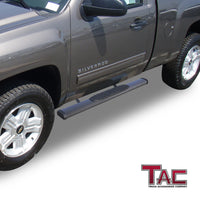 TAC Arrow Side Steps Running Boards Compatible with 2007-2018 Chevy Silverado/GMC Sierra 1500 | 2007-2019 2500/3500 Heavy Duty Regular Cab Truck Pickup 5” Aluminum Texture Black Step Rails Nerf Bars