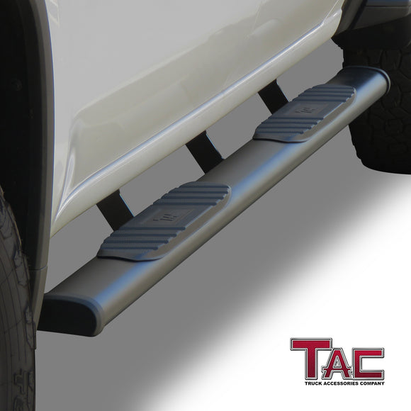 TAC Arrow Side Steps Running Boards Compatible with 2019-2025 Chevy Silverado/GMC Sierra 1500 | 2020-2025 2500/3500 Crew Cab Truck 5" Aluminum Texture Black Step Rails Nerf Bars Off-Road Accessories