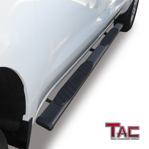 TAC Arrow Side Steps Running Boards Compatible with 2019-2023 Chevy Silverado/GMC Sierra 1500 | 2020-2024 2500/3500 Heavy Duty Double Cab Truck 5” Aluminum Texture Black Step Rails Nerf Bars