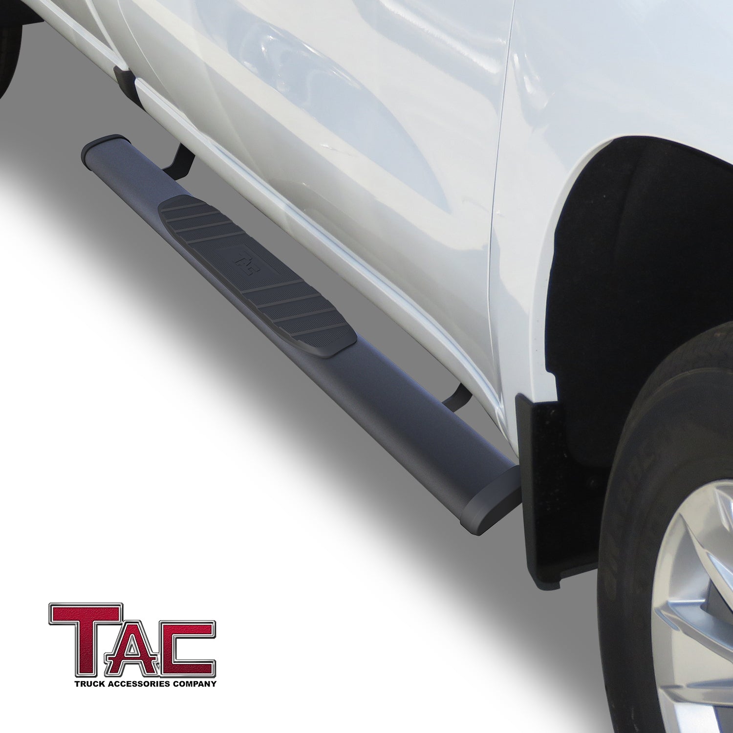 TAC Arrow Side Steps Running Boards Compatible with 2019-2025 Chevy Silverado/GMC Sierra 1500 | 2020-2025 2500/3500 Heavy Duty Regular Cab Truck Pickup 5" Aluminum Texture Black Step Rails Nerf Bars - 0