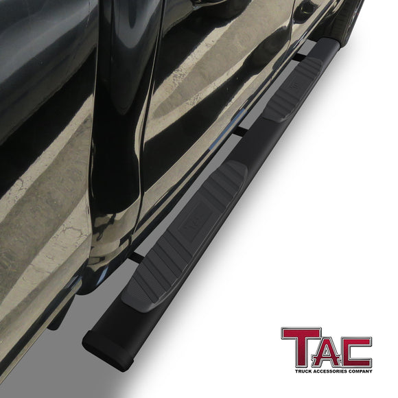 TAC Arrow Side Steps Running Boards Compatible with 2019-2025 Dodge RAM 1500 Quad Cab(Excl. 2019-2024 Ram 1500 Classic) Truck Pickup 5"  Aluminum Texture Black Step Rails Nerf Bars Lightweight
