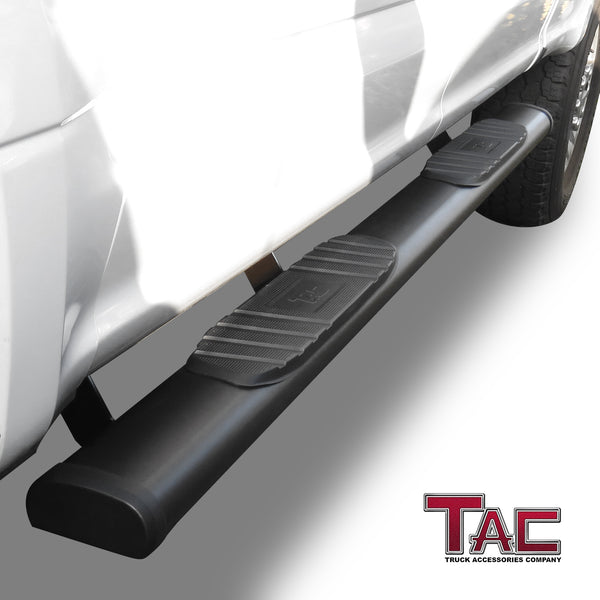 TAC Arrow Side Steps Running Boards Compatible with 2015-2024 Ford F150 & 2022-2024 F150 Lightning EV SuperCrew | 2017-2024 F250/350/450/550 Super Duty Crew Cab Truck 5” Aluminum Texture Black Step Rails Nerf Bars Off-Road 2Pcs