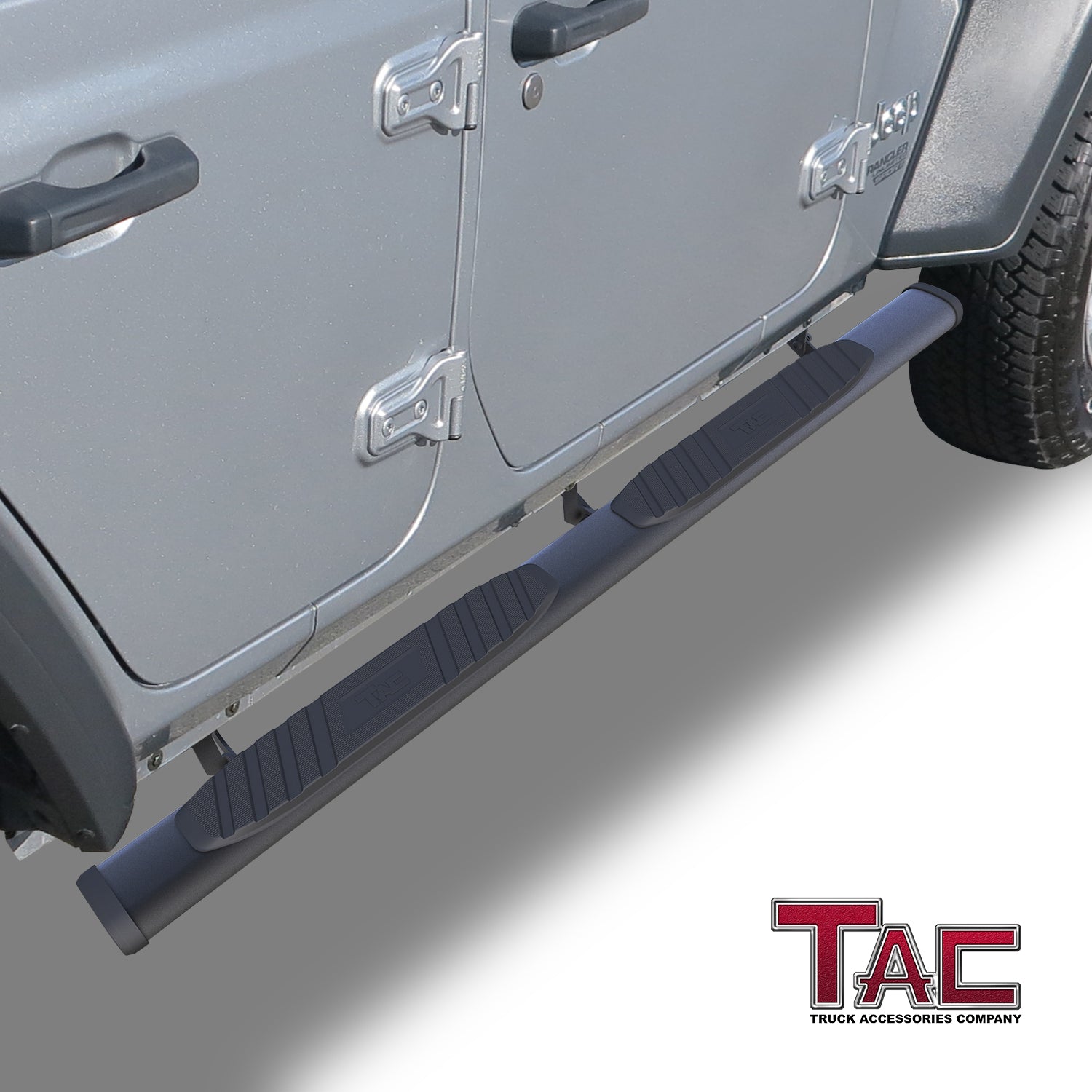 TAC Arrow Side Steps Running Boards Compatible with 2018-2025 Jeep Wrangler JL 4 Door | 2021-2025 Wrangler JL 4xe SUV 5" Aluminum Texture Black Step Rails Nerf Bars Lightweight Off Road Accessories 2Pcs - 0