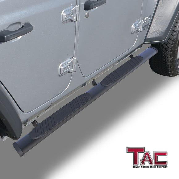 TAC Arrow Side Steps Running Boards Compatible with 2018-2025 Jeep Wrangler JL 4 Door | 2021-2025 Wrangler JL 4xe SUV 5" Aluminum Texture Black Step Rails Nerf Bars Lightweight Off Road Accessories 2Pcs