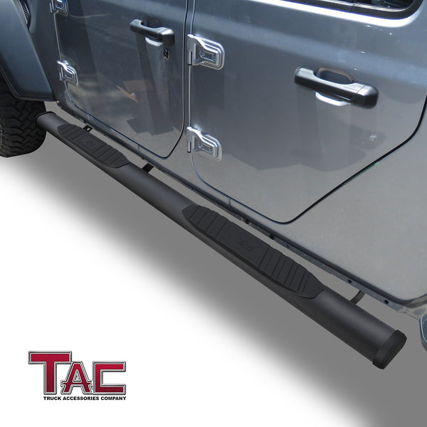 TAC Arrow Side Steps Running Boards Compatible with 2020-2024 Jeep Gladiator JT Truck 5” Aluminum Texture Black Step Rails Nerf Bars Off-Road Accessories