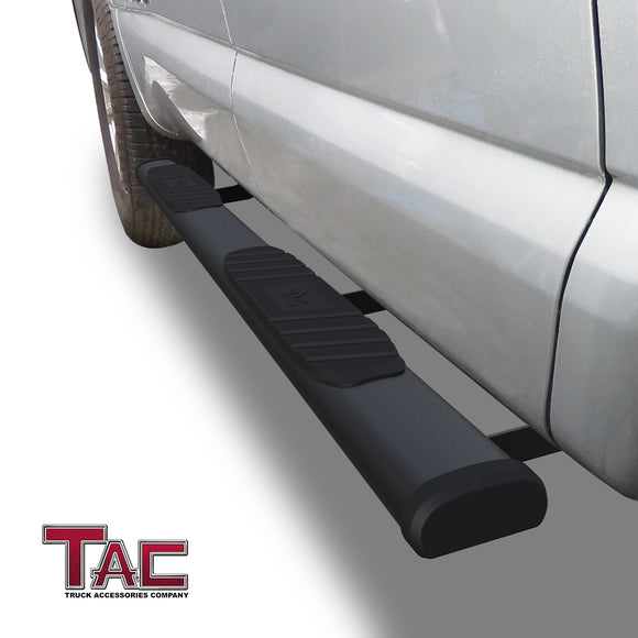 TAC Arrow Side Steps Running Boards Compatible with 2004-2024 Nissan Titan / 2016-2024 Nissan Titan XD Crew Cab Truck Pickup 5" Aluminum Texture Black Step Rails Nerf Bars Lightweight