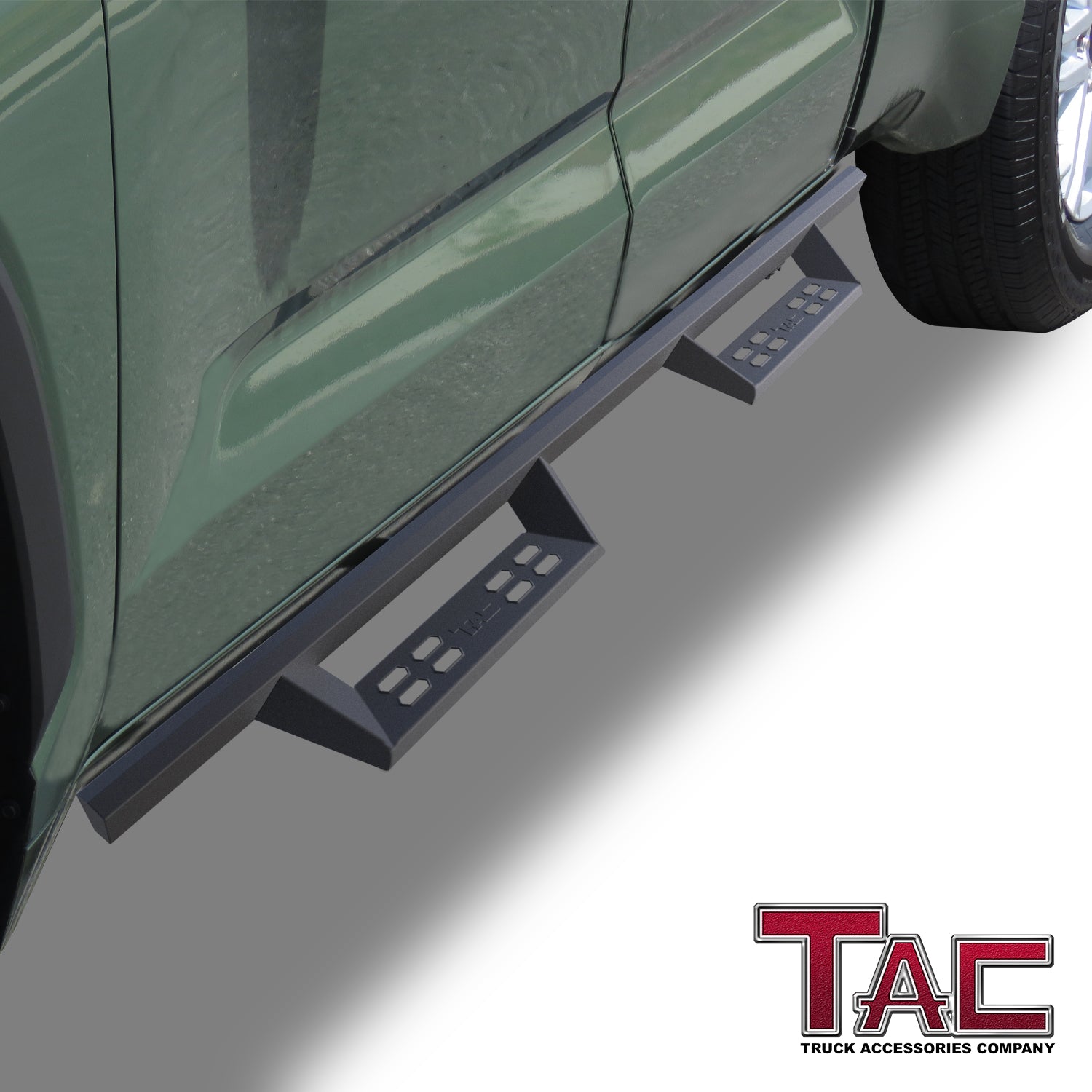 TAC Sniper Running Boards Fit 2022-2025 Toyota Tundra Double Cab Truck Pickup 4"  Fine Texture Black Side Steps Nerf Bars 2pcs - 0