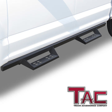 TAC Sniper Running Boards Fit 2015-2026 Ford F150 Supercrew Cab| 2022-2026 Ford F150 Lightning EV Supercrew Cab|2017-2026 F250/F350/F450/F550 Super Duty Crew Cab Truck Pickup 4" Fine Texture Black Side Steps Nerf Bars - 0