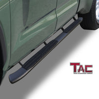 TAC Side Steps Running Boards Fit 2022-2024 Toyota Tundra Double Cab Truck Pickup 4.25" Oval Bend Texture Black Side Bars Nerf Bars (Texture Powder Coating Brackets)