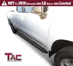TAC Fine Texture Frigate Running Boards for 2019-2023 Chevy Silverado/GMC Sierra 1500 | 2020-2023 Silverado/Sierra 2500/3500 HD Double Cab Truck | Side Steps | Nerf Bars | Side Bars
