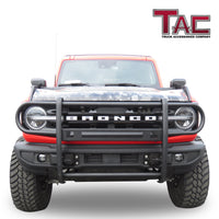 TAC Grill Guard Compatible with 2021-2023 Ford Bronco SUV Front Runner Guard BLK Brush Nudge Push Bull Bar