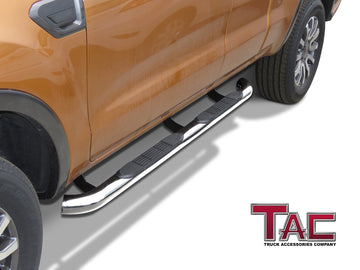 TAC 3" Stainless Steel Side Steps Compatible with 2019-2023 Ford Ranger Super Cab| Running Boards| Side Bars| Step Rails| Nerf Bars| Rocker Slider| Pickup Truck Accessories (2 PCS) - 0